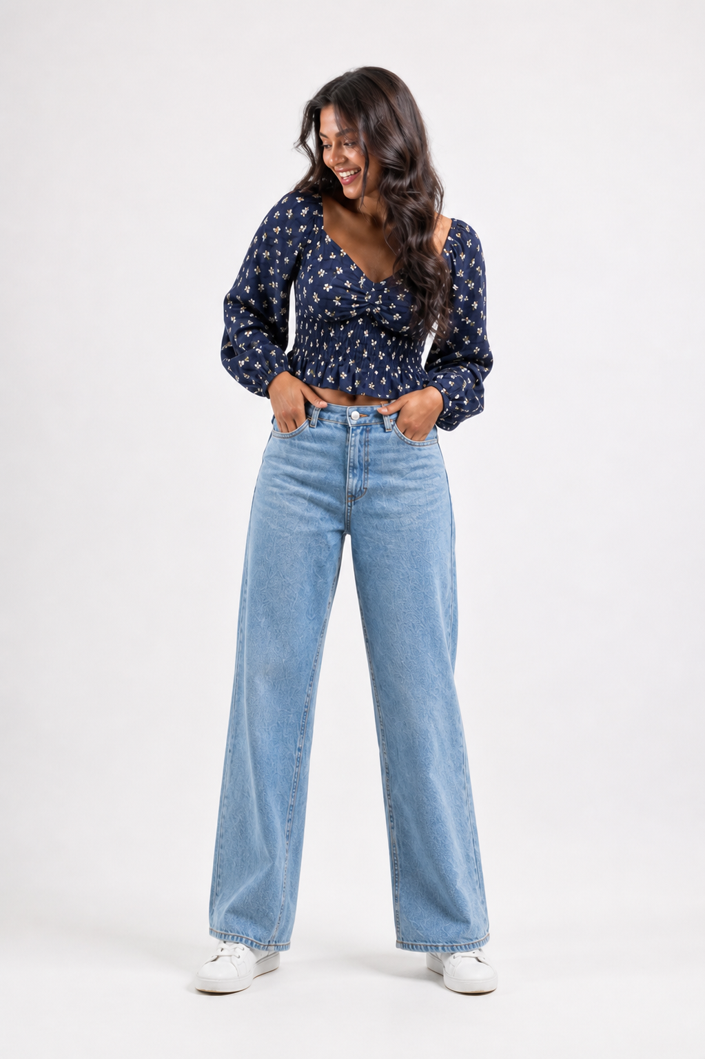 Midnight Sweetheart Navy Blue Peplum Top