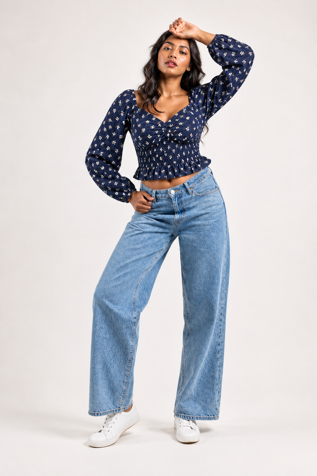 Midnight Sweetheart Navy Blue Peplum Top