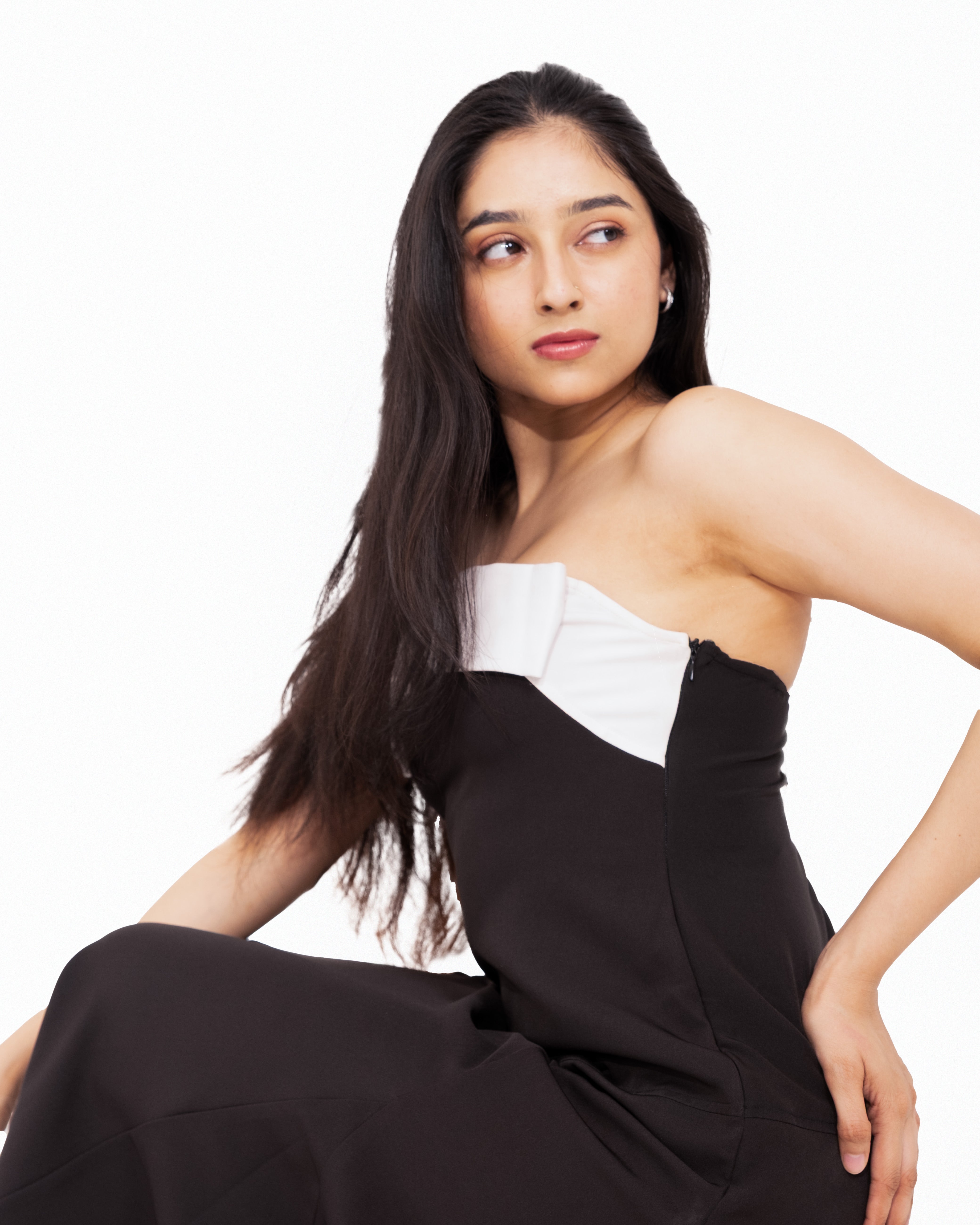 Sienna Black Banana Crepe Bow Midi Dress