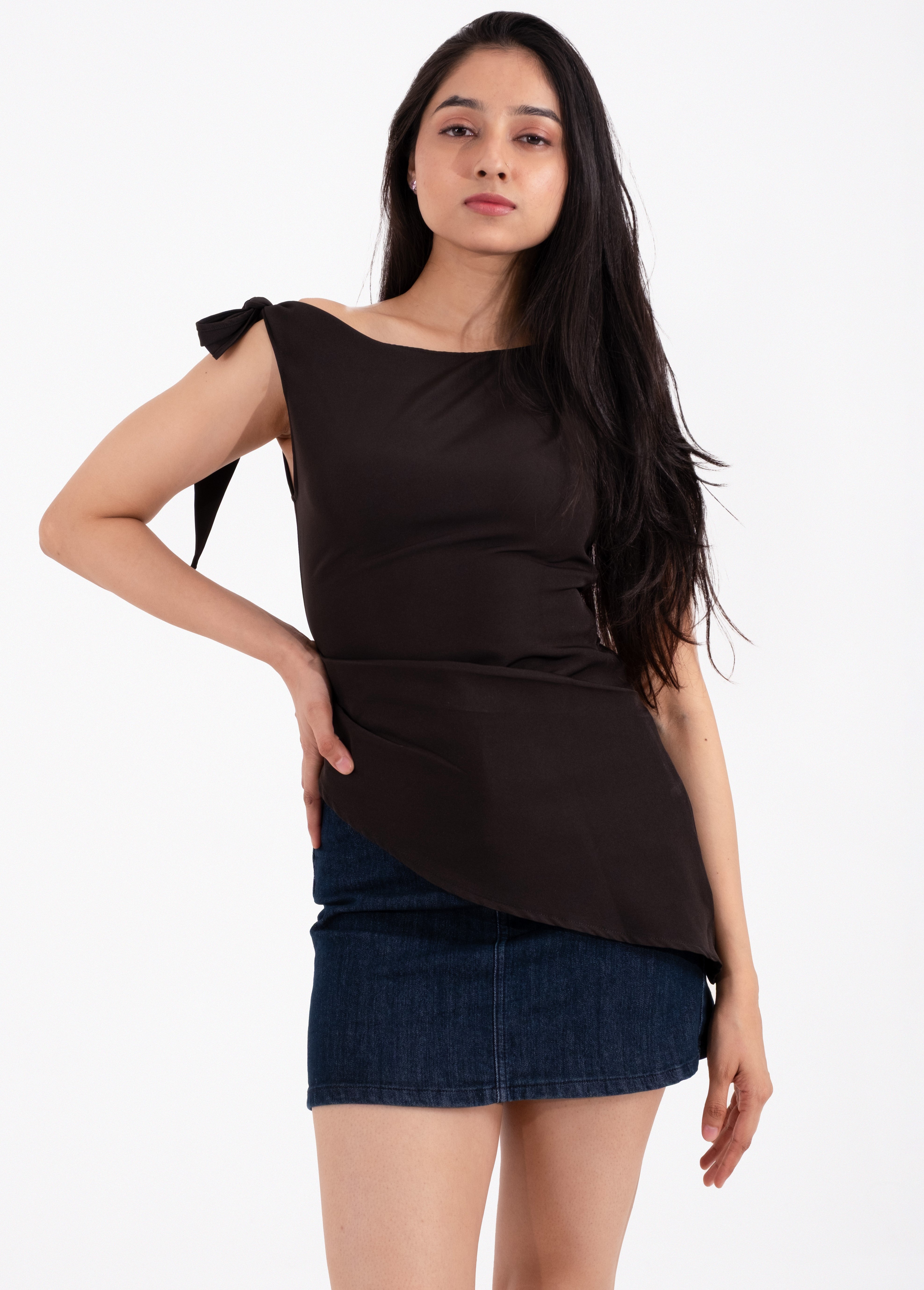 Black Asymmetric Muse Top