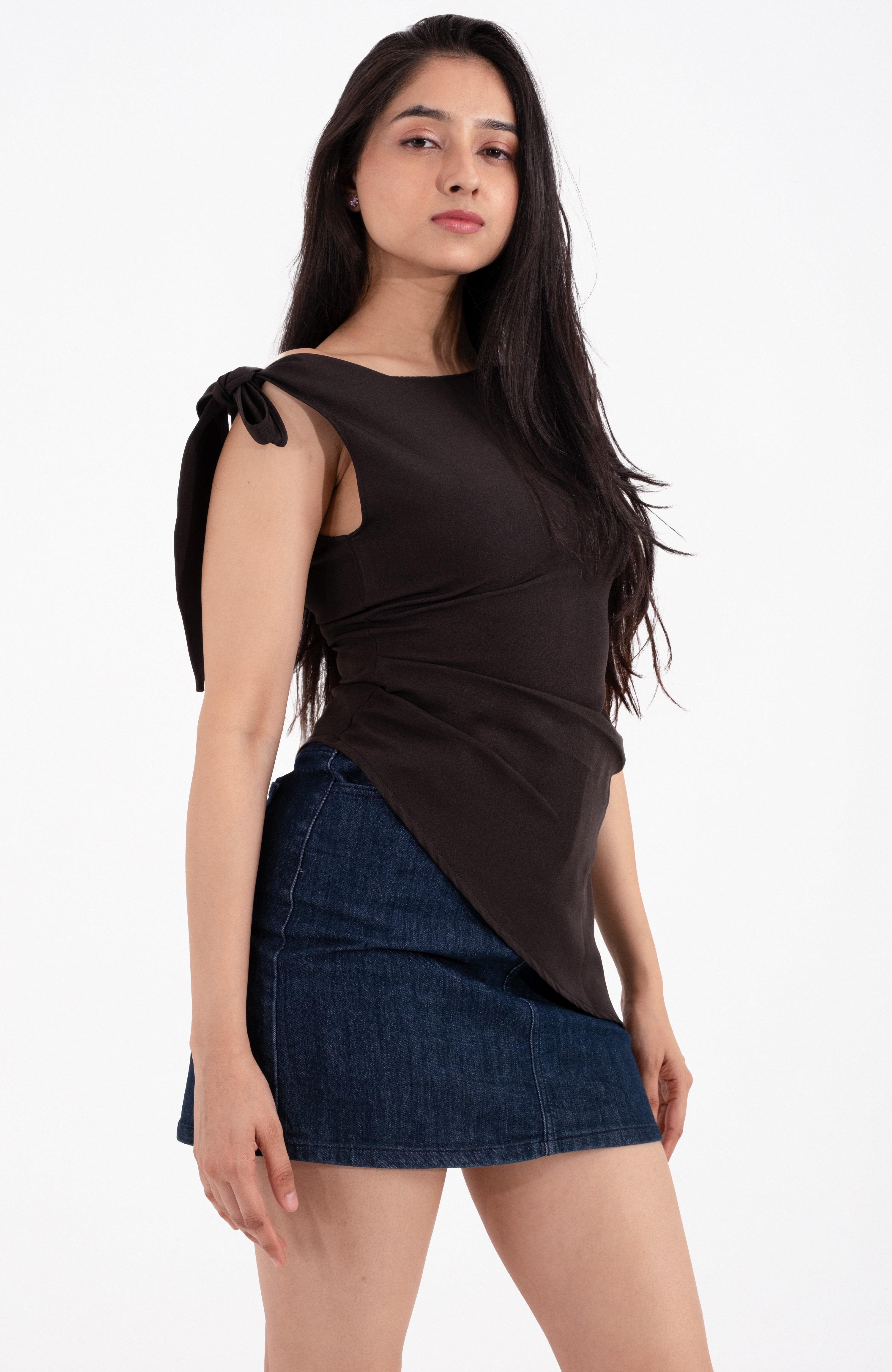 Black Asymmetric Muse Top