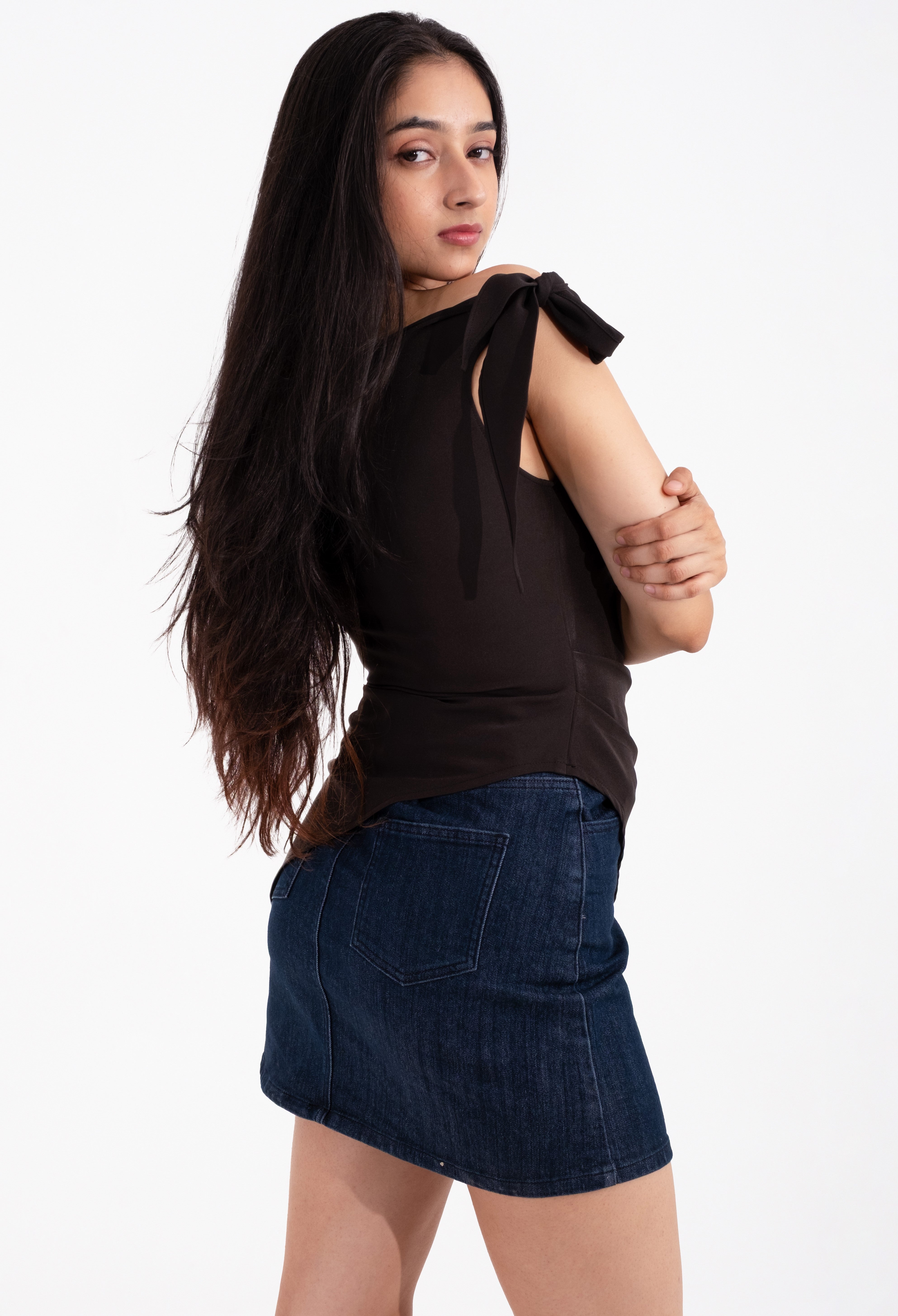 Black Asymmetric Muse Top