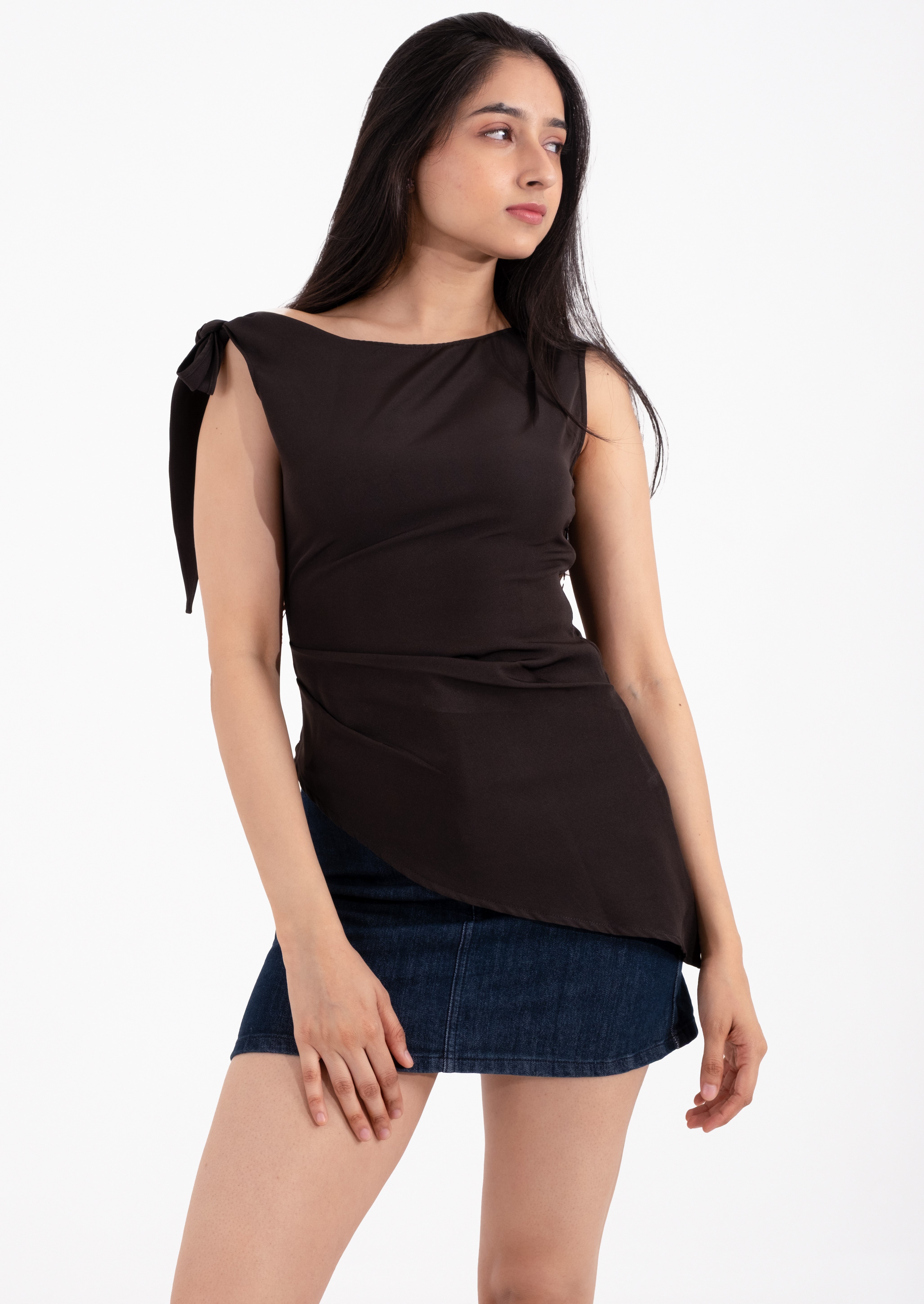 Black Asymmetric Muse Top