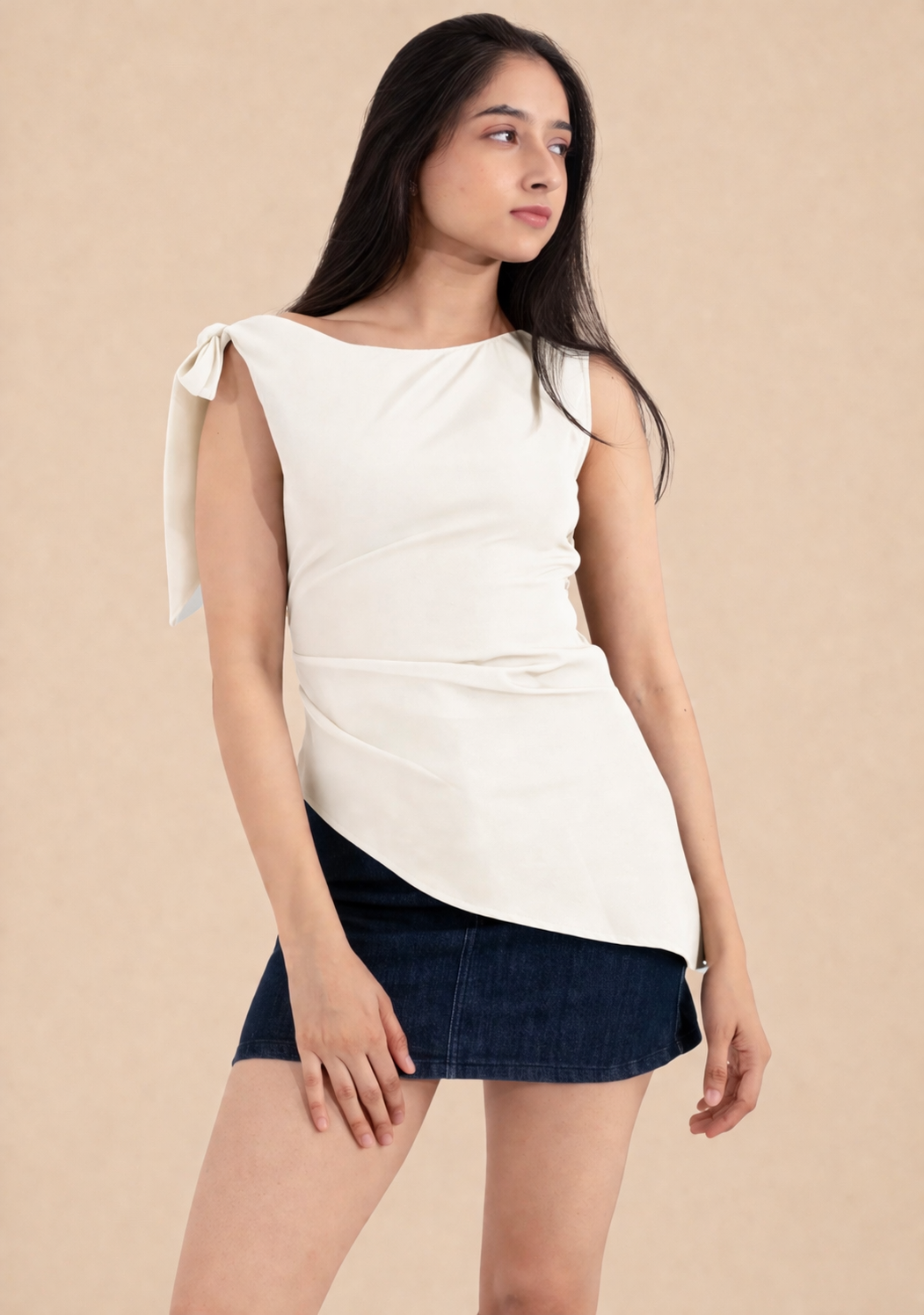 White Asymmetric Muse Top