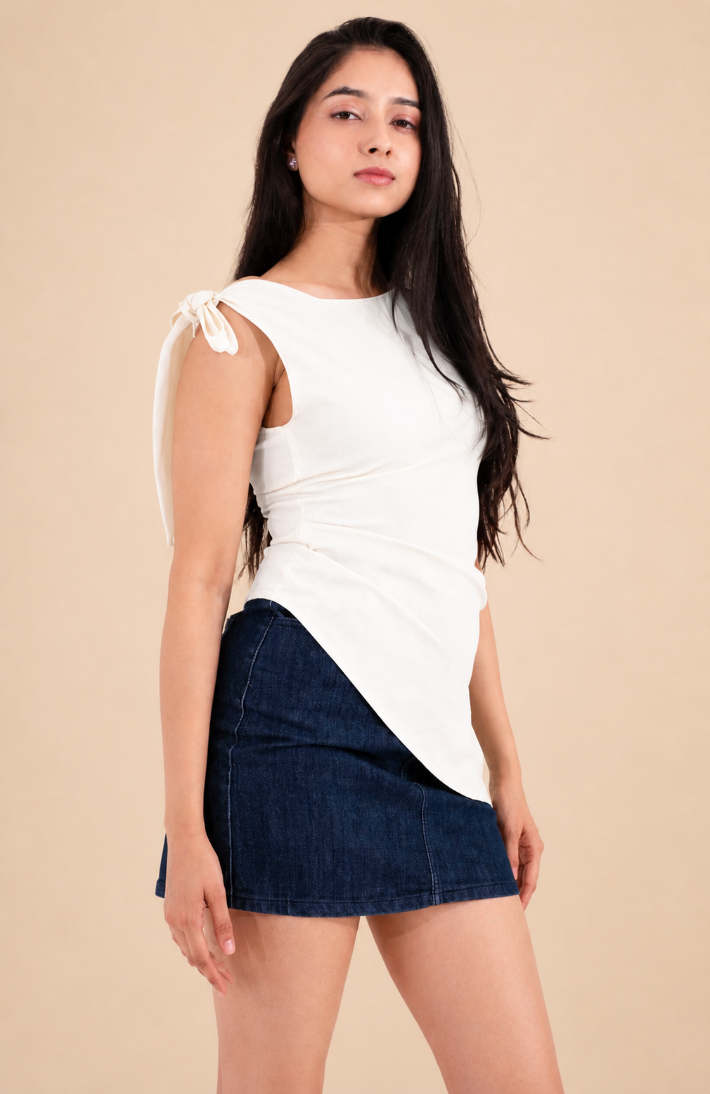 White Asymmetric Muse Top